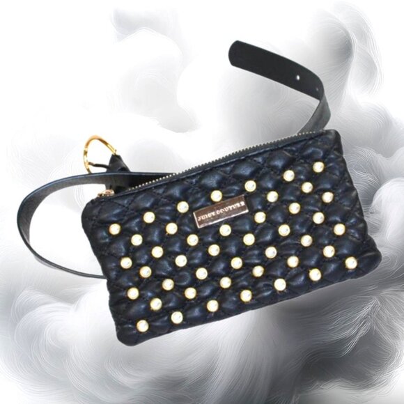 Juicy Couture Black Eco Leather Pearl Embellished Hands Free Waist Belt … - Picture 1 of 5